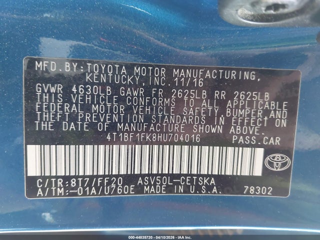 Toyota CAMRY SE 2017 4T1BF1FK8HU704016 Image 9