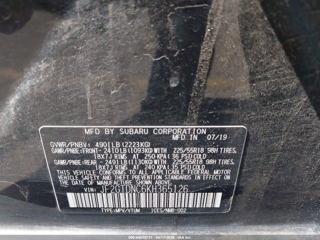 Продаж на аукціоні авто 2019 Subaru Crosstrek Hybrid, vin: JF2GTDNC6KH365126, номер лоту: 44835721
