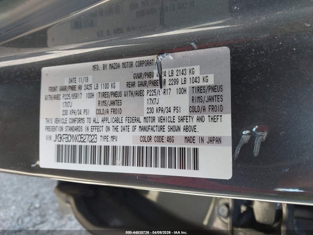Продаж на аукціоні авто 2019 Mazda Cx-5 Touring, vin: JM3KFBCMXK0527023, номер лоту: 44835726