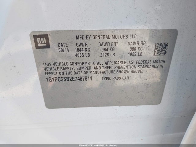 Aukcja sprzedaży 2014 Chevrolet Cruze 1lt Auto, vin: 1G1PC5SB2E7487811, numer aukcji: 44835773