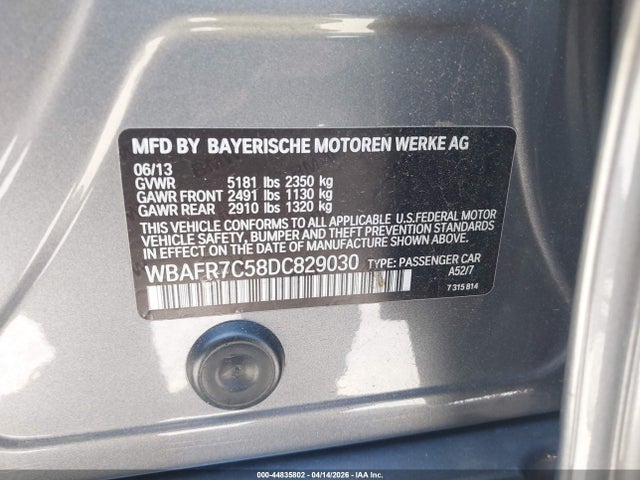 Продаж на аукціоні авто 2013 Bmw 535i, vin: WBAFR7C58DC829030, номер лоту: 44835802