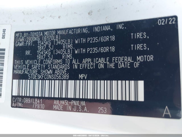 Toyota Sienna Platinum 2022 5TDESKFC0NS056389 Image 9