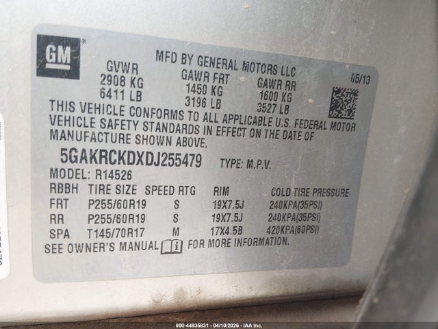 Продаж на аукціоні авто 2013 Buick Enclave Leather, vin: 5GAKRCKDXDJ255479, номер лоту: 44835831