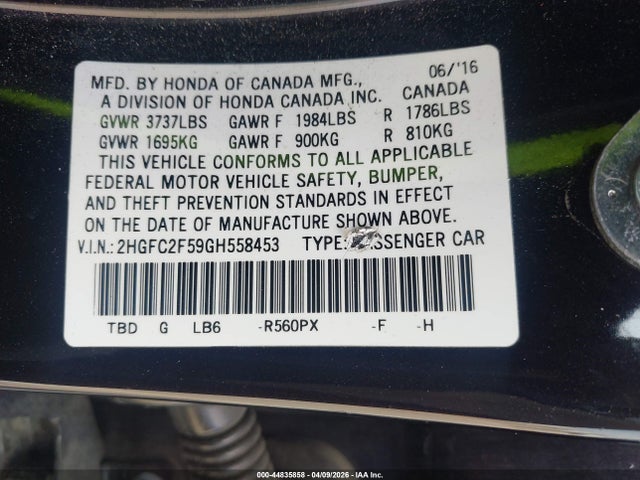 2HGFC2F59GH558453 Honda Civic Lx