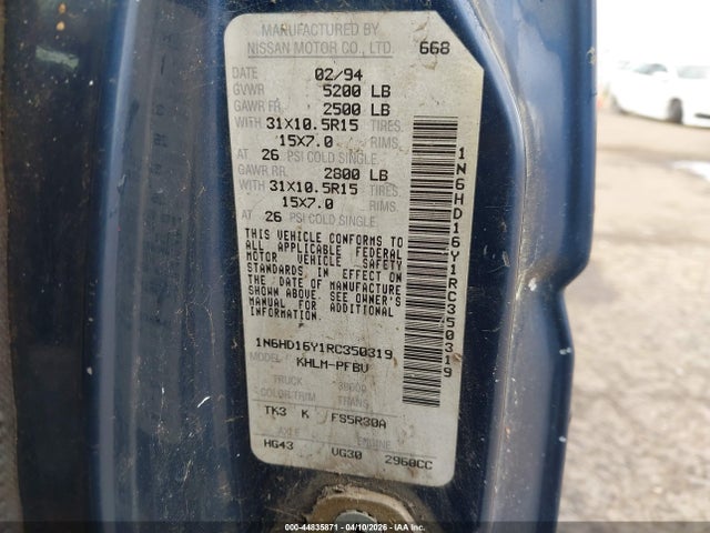 44835871 :رقم المزاد ، 1N6HD16Y1RC350319 vin ، 1994 Nissan Truck King Cab Se/king Cab Xe مزاد بيع