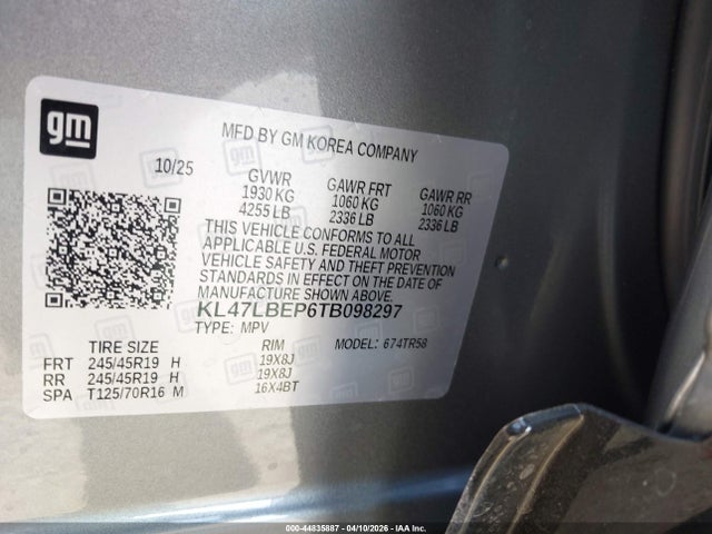 Продаж на аукціоні авто 2026 Buick Envista Sport Touring Fwd, vin: KL47LBEP6TB098297, номер лоту: 44835887