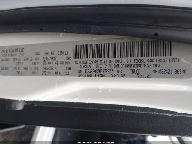 Продажа на аукционе авто 2017 Ram 1500 Tradesman  4x2 6'4 Box, vin: 3C6JR6AT5HG672057, номер лота: 44835900