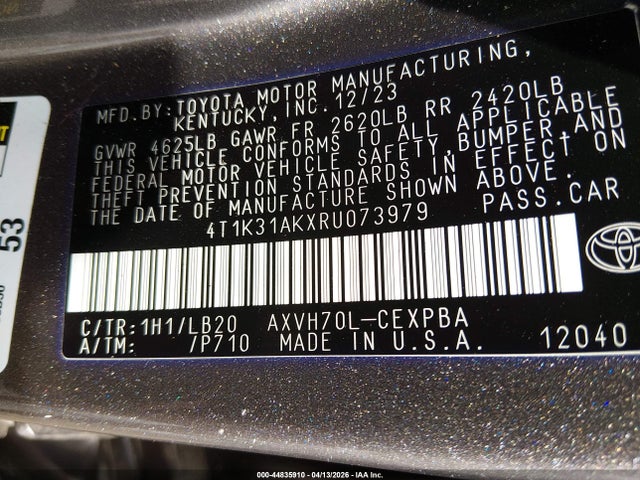 4T1K31AKXRU073979 Toyota Camry Hybrid Xse