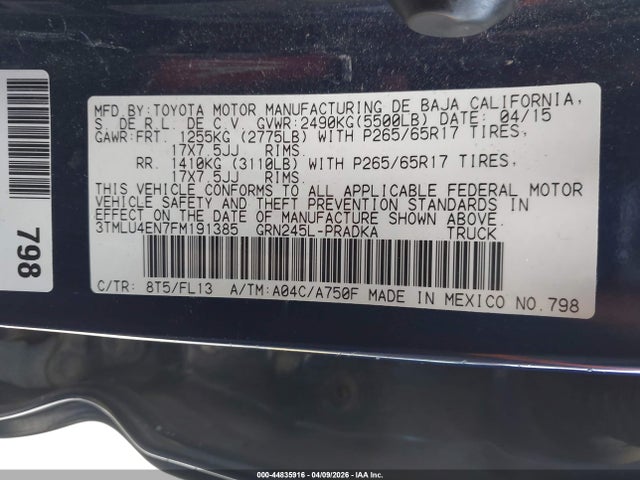 Toyota Tacoma Base V6 2015 3TMLU4EN7FM191385 Image 9