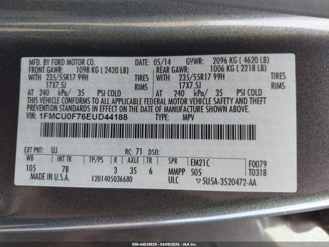 2014 FORD ESCAPE 1FMCU0F76EUD44188 Photo 8
