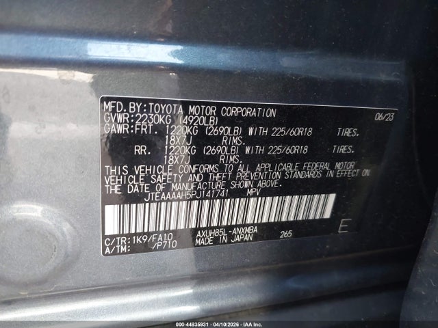 Toyota VENZA LE 2023 JTEAAAAH5PJ141741 Image 9