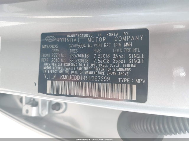 Продаж на аукціоні авто 2025 Hyundai Tucson Hybrid Sel Convenience, vin: KM8JCDD14SU367299, номер лоту: 44835978