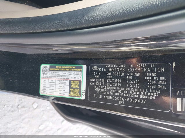 Aukcja sprzedaży 2015 Kia Sedona Sx Luxury, vin: KNDME5C16F6038407, numer aukcji: 44835991