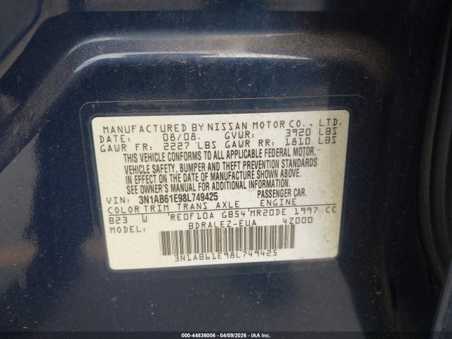 2008 NISSAN SENTRA 3N1AB61E98L749425 Photo 8