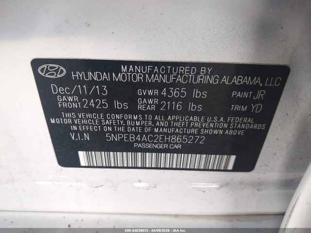 Hyundai SONATA GLS 2014 5NPEB4AC2EH865272 Image 9
