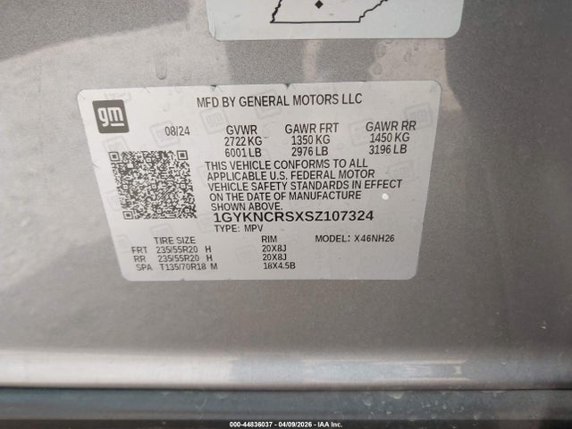 1GYKNCRSXSZ107324 Cadillac Xt5 Fwd Premium Luxury
