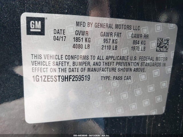 1G1ZE5ST9HF259519 Chevrolet MALIBU 1LT