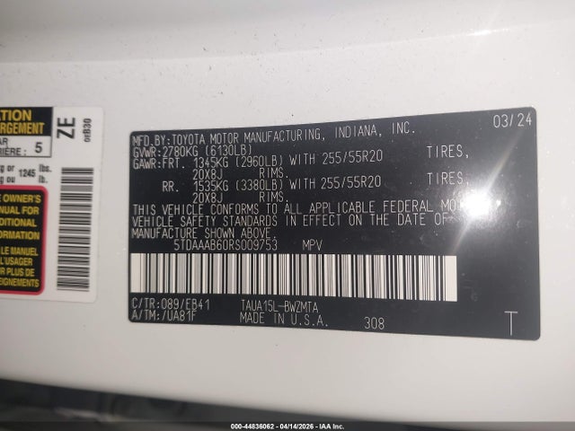 2024 Lexus Tx 350 Premium მანქანა იყიდება აუქციონზე, vin: 5TDAAAB60RS009753, აუქციონის ნომერი: 44836062