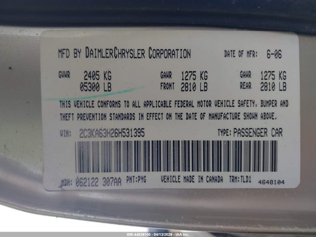 2006 CHRYSLER 300C 2C3KA63H26H531395 Photo 8