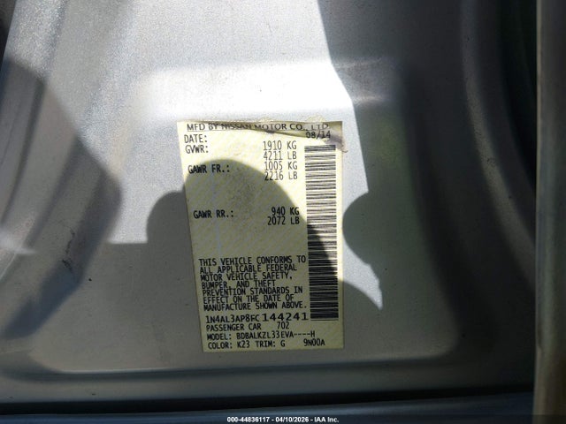 1N4AL3AP8FC144241 Nissan Altima 2.5 Sv