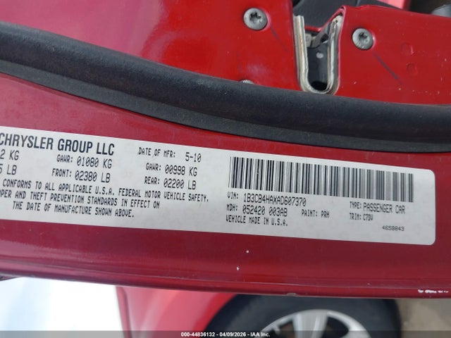 44836132 :رقم المزاد ، 1B3CB4HAXAD607370 vin ، 2010 Dodge Caliber Sxt مزاد بيع