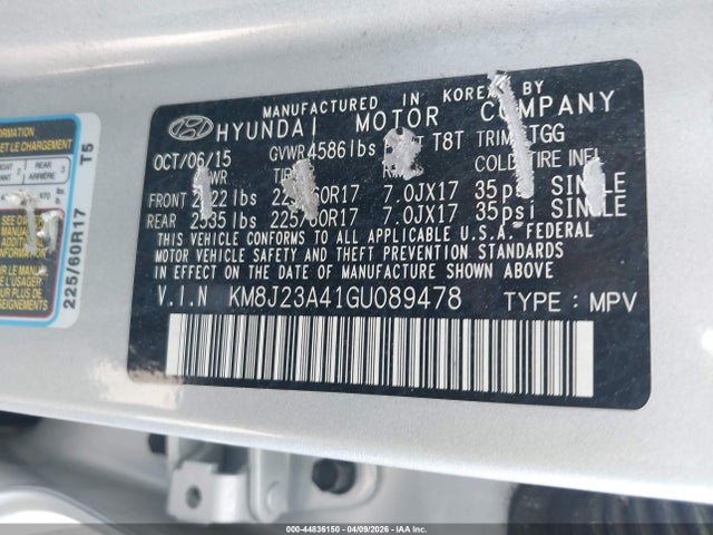 KM8J23A41GU089478 Hyundai TUCSON SE