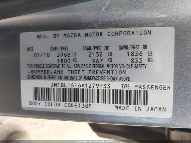Продаж на аукціоні авто 2010 Mazda Mazda3 I Sport, vin: JM1BL1SF6A1279733, номер лоту: 44836162