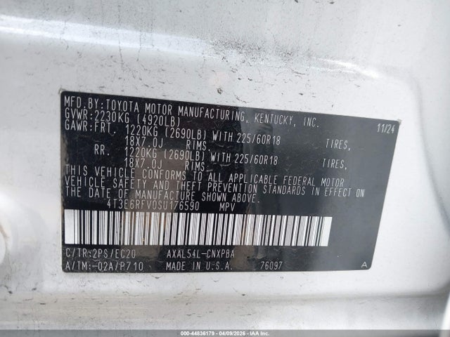Продажа на аукционе авто 2025 Toyota Rav4 Hybrid Xse, vin: 4T3E6RFV0SU176590, номер лота: 44836179
