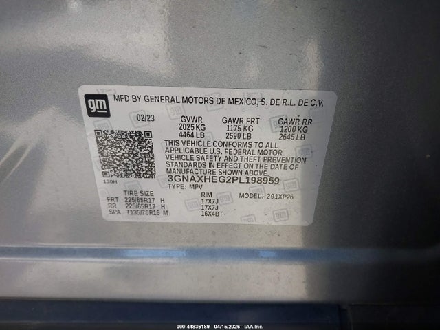 3GNAXHEG2PL198959 Chevrolet Equinox Fwd Ls