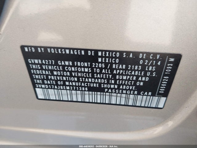 3VWD17AJ8EM271386 Volkswagen Jetta 1.8t Se