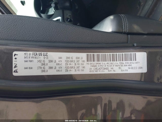 Dodge Durango Sxt 2015 1C4RDJAG7FC904691 Image 9