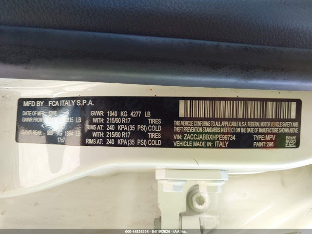 ZACCJABBXHPE99734 Jeep Renegade Latitude Fwd