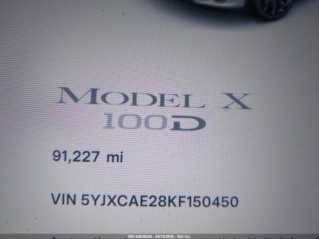 Продаж на аукціоні авто 2019 Tesla Model X, vin: 5YJXCAE28KF150450, номер лоту: 44836245