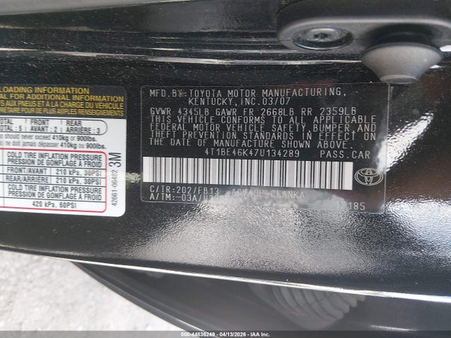 2007 TOYOTA CAMRY 4T1BE46K47U134289 Photo 8
