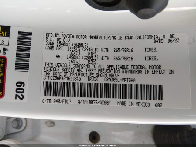 Продаж на аукціоні авто 2023 Toyota Tacoma Trd Off Road, vin: 3TMCZ5AN4PM611845, номер лоту: 44836254