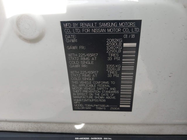 Aukcja sprzedaży 2018 Nissan Rogue S, vin: KNMAT2MT9JP557638, numer aukcji: 44836265