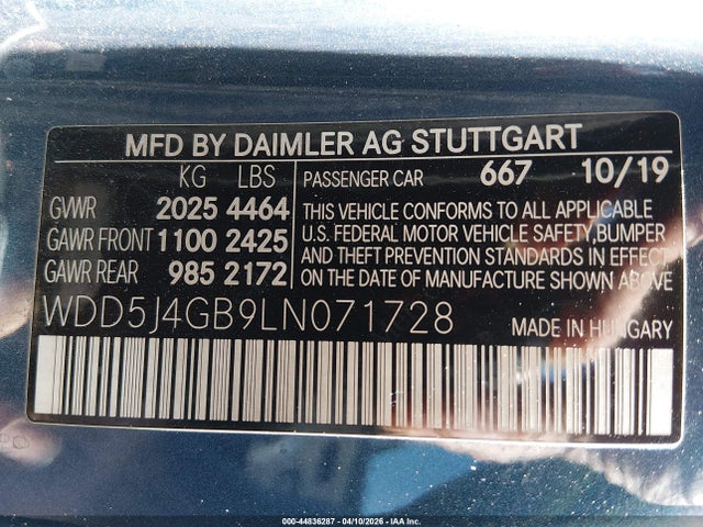 Продажа на аукционе авто 2020 Mercedes-benz Cla 250, vin: WDD5J4GB9LN071728, номер лота: 44836287