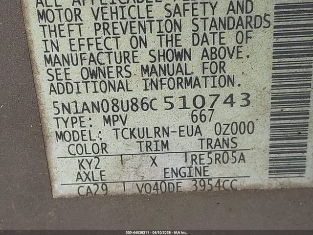 2006 NISSAN XTERRA 5N1AN08U86C510743 Photo 8