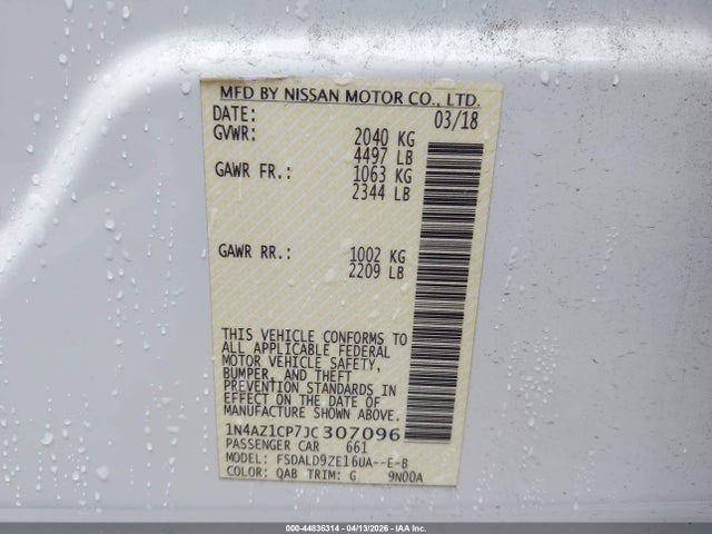 1N4AZ1CP7JC307096 Nissan LEAF SV
