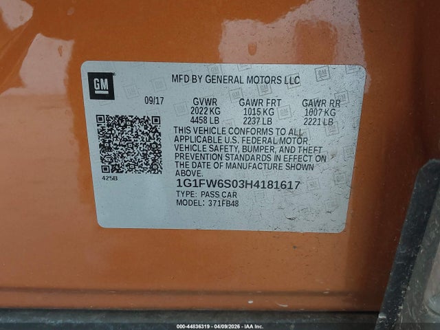 Продаж на аукціоні авто 2017 Chevrolet Bolt Ev Lt, vin: 1G1FW6S03H4181617, номер лоту: 44836319