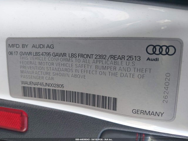 WAUENAF45JN002805 Audi A4 2.0t Premium