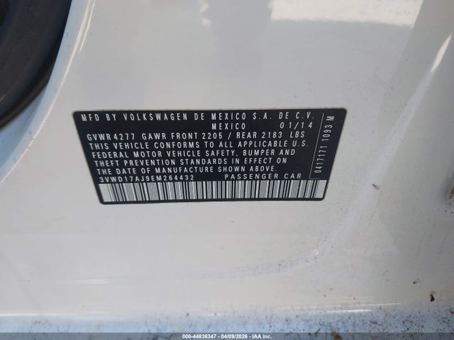 Aukcja sprzedaży 2014 Volkswagen Jetta 1.8t Se, vin: 3VWD17AJ9EM264432, numer aukcji: 44836347