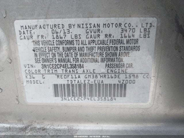 Nissan Versa Note Sv 2014 3N1CE2CP4EL358184 Image 9