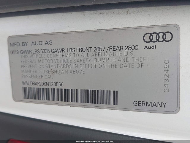 Aukcja sprzedaży 2019 Audi A6 45 Premium, vin: WAUD8AF20KN123566, numer aukcji: 44836396