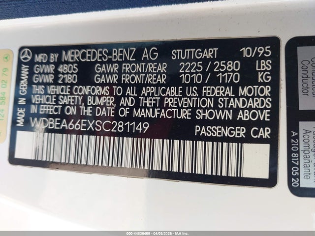 1995 MERCEDES-BENZ E WDBEA66EXSC281149 Photo 8