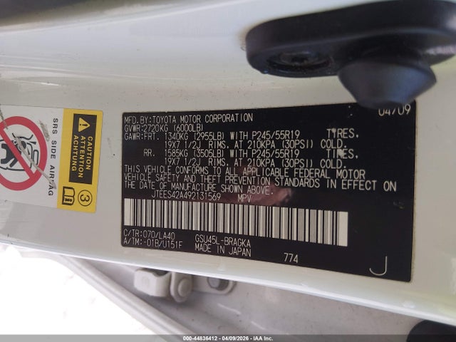 Продажа на аукционе авто 2009 Toyota Highlander Limited, vin: JTEES42A492131569, номер лота: 44836412