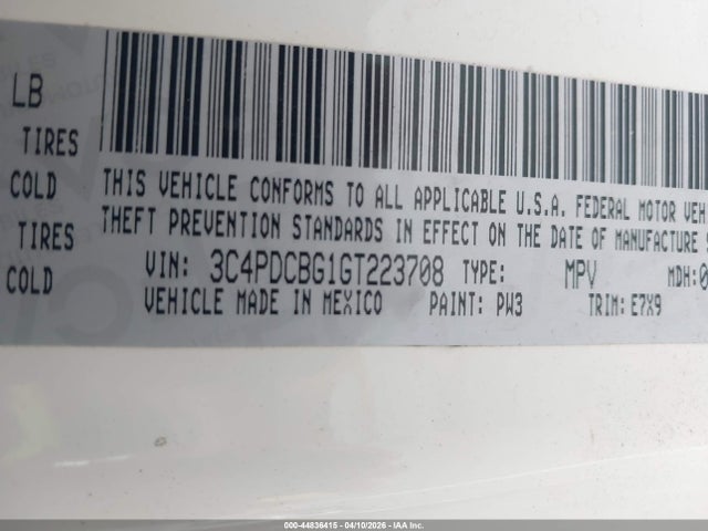 3C4PDCBG1GT223708 Dodge Journey Sxt