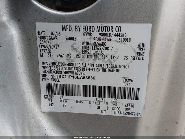 2006 FORD F-250 1FTSX21P16EA53636 Photo 8