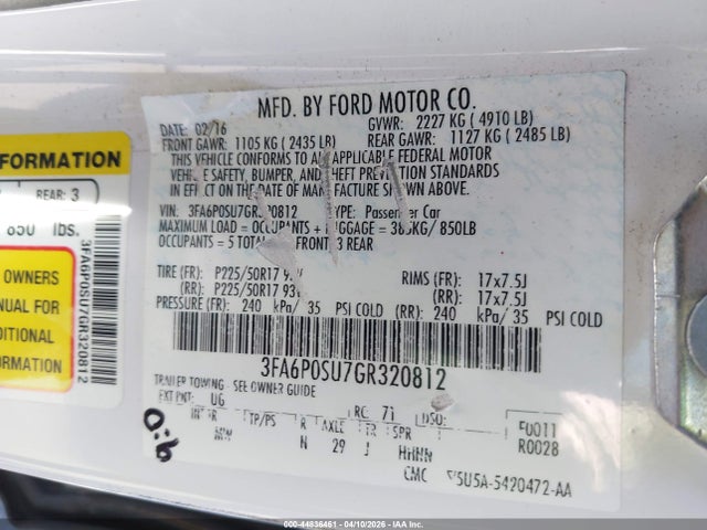 Ford Fusion Energi Titanium 2016 3FA6P0SU7GR320812 Image 9