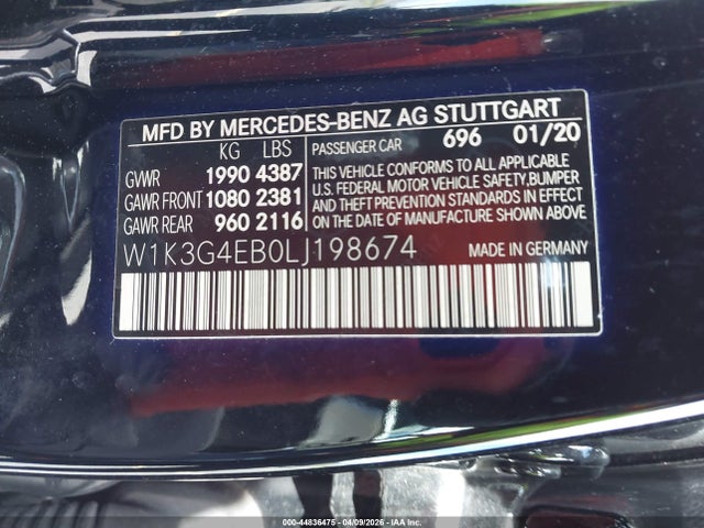 Продаж на аукціоні авто 2020 Mercedes-benz A 220, vin: W1K3G4EB0LJ198674, номер лоту: 44836475